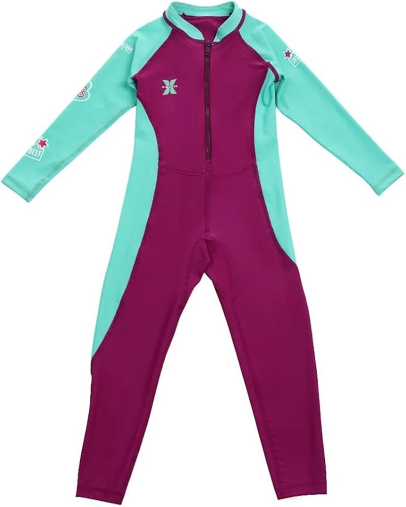 Jeleuon Youth Girls Boys One Piece Water Sports Sun Protection Rash Guard UPF 50+ Long Sleeves Full Suit Swimsuit Wetsuit Swimwear - Image 1